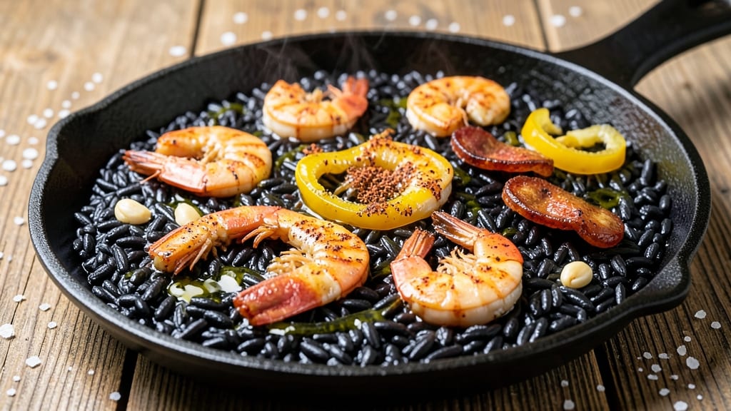 Black Rice Paella Recipe: Deep Umami Crunch With Smoky Saffron Grains