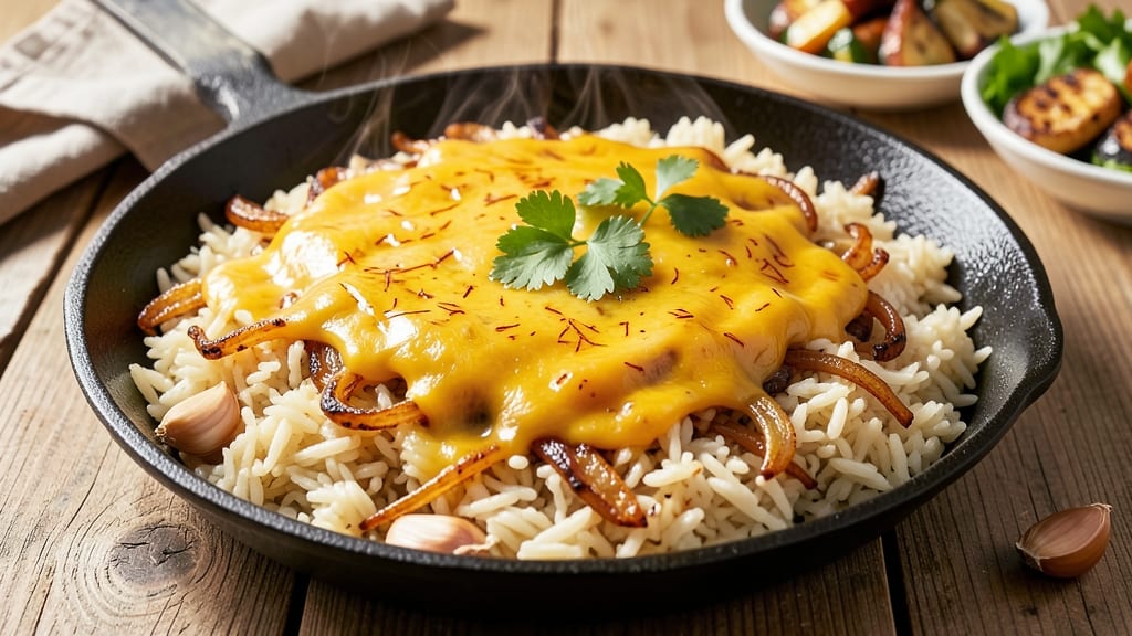 Cheesy Spanish Rice Recipe: Melty Cheddar and Saffron Infusion in One Pot