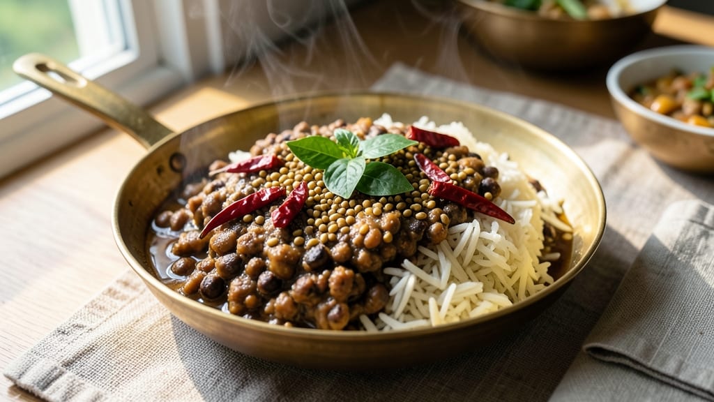 Black Urad Dal Rice Recipe in Tamil: Spiced Black Lentils and Fragrant Basmati in One Pot