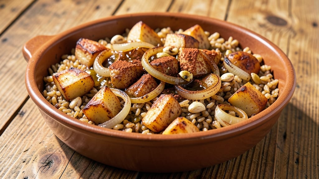 Brown Rice and Potatoes Recipe: One-Pan Nutty Earthiness With Toasted Spice Crunch