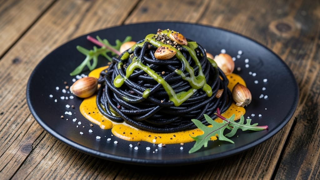 Black Rice Pasta Recipe: Earthy Turmeric Richness With Crispy Garlic Crown