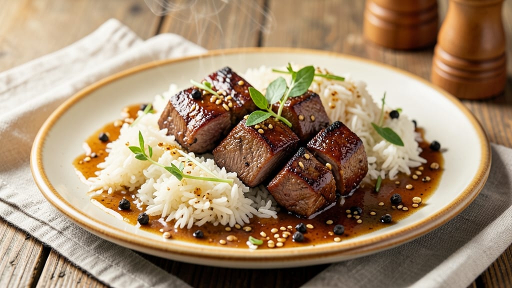 Caramelized Beef with Rice Recipe: Sweet-Savory Sauce Over Fluffy Grains