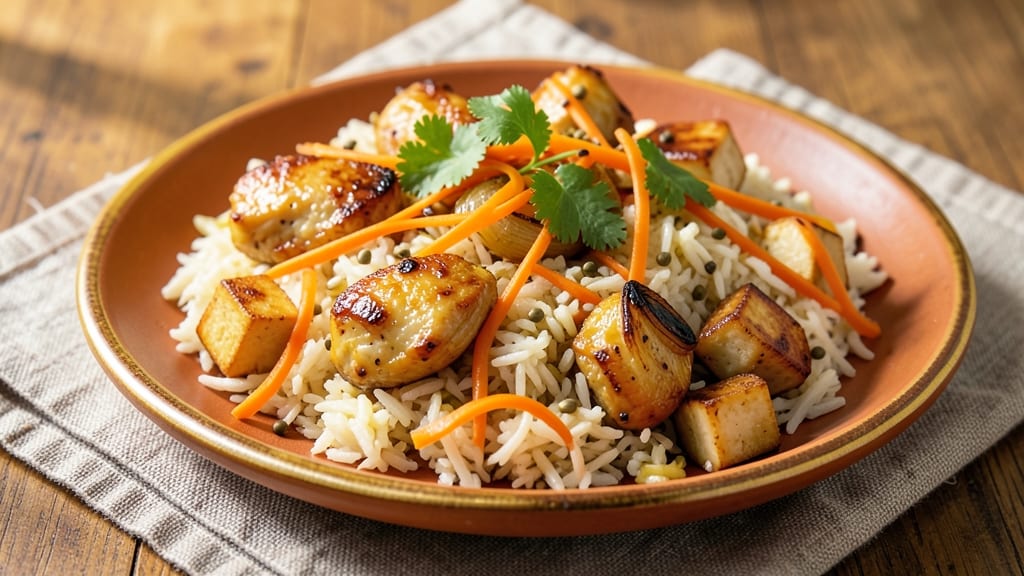 Carrot Fried Rice Indian Recipe: Spiced Basmati Crunch With Tofu or Chicken