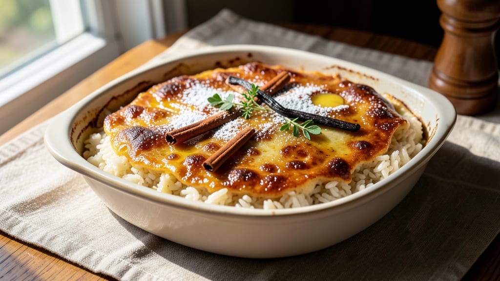 British Baked Rice Pudding Recipe: Golden Caramelized Crust With Vanilla Kiss