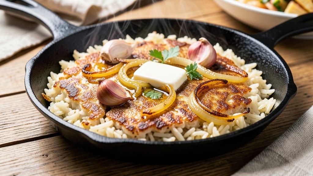 Cast Iron Rice Recipe: Smoky Crispy Edges With Fluffy Golden Hearts