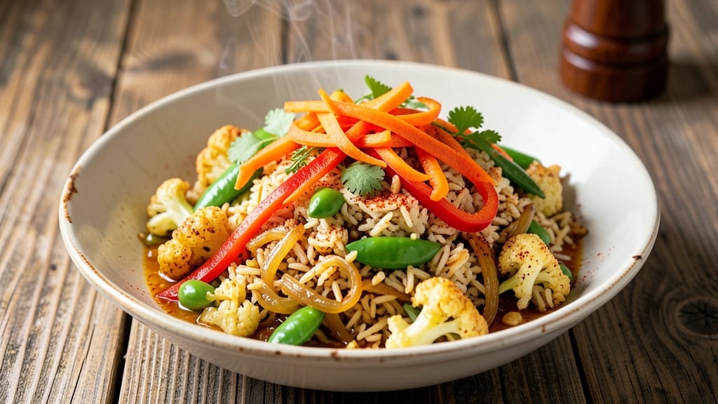 Cauliflower Fried Rice Recipe Indian: Spiced Turmeric and Peas in One-Pan Wonder