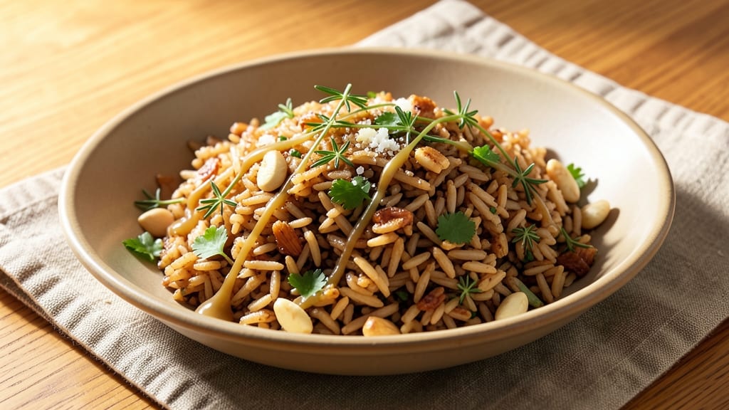 Brown Rice Pilaf With Orzo Recipe: Nutty Golden Grains and Toasted Orzo Crunch