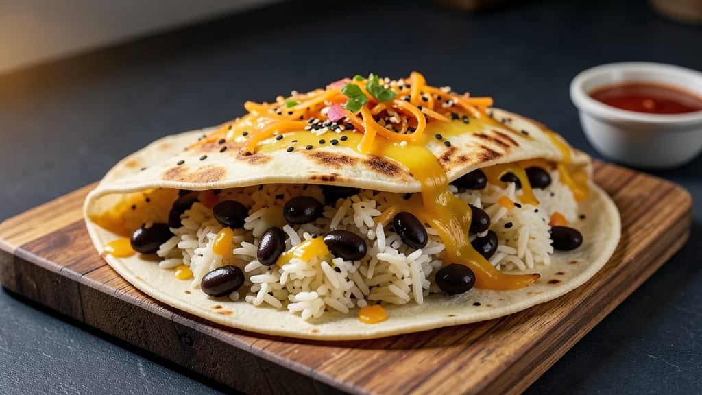 Cheesy Rice Burritos Recipe: Melted Monterey Jack and Cheddar Magic