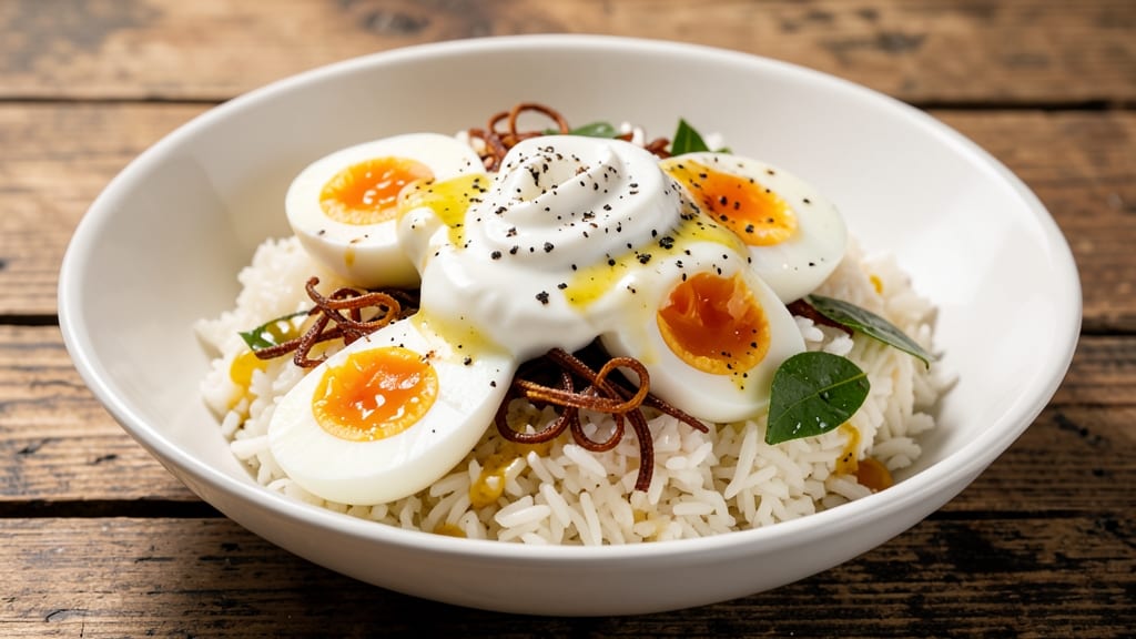 Boiled Egg Rice Recipe Indian Style: Spiced Coconut Milk and Herbed Egg Harmony