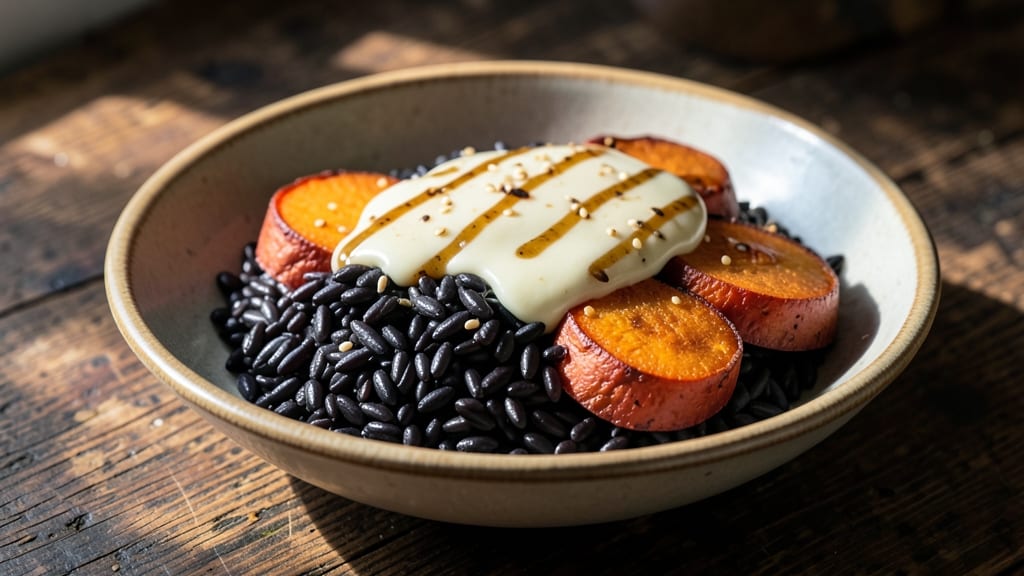 Black Rice and Sweet Potato Recipe: Deep Purple Swirls With Caramelized Edges