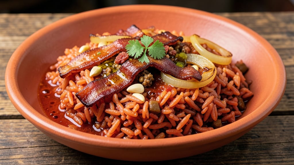 Chamorro Red Rice with Bacon Recipe: Smoky-Sweet Spice Blend With Crispy Edges