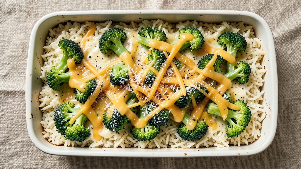 Broccoli Green Rice Casserole Recipe: Crispy Top, Creamy Cheese Center
