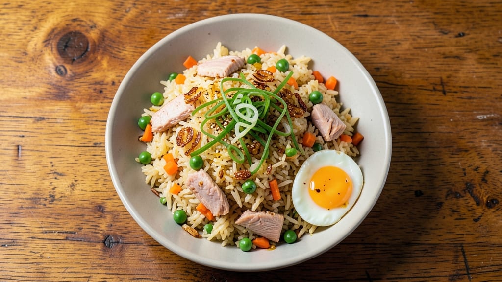 Canned Tuna Fried Rice Recipe: Crispy Egg and Veggie Packed Protein