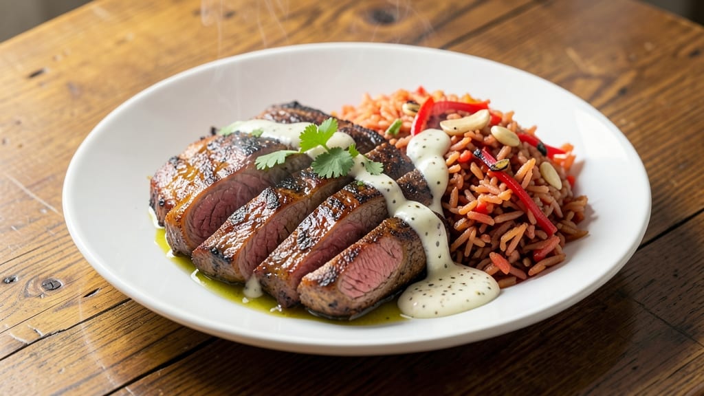 Carne Asada And Rice Recipe: Charred Steak with Cilantro-Lime Zing