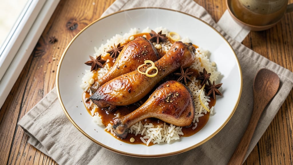 Braised Duck Rice Recipe: Fragrant Five-Spice Duck Over Toasted Jasmine Grains