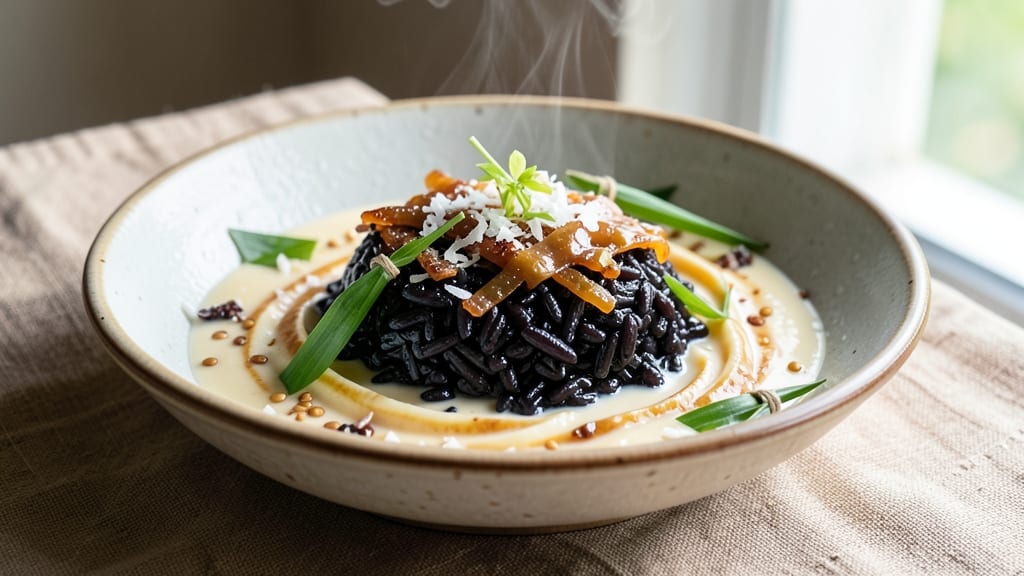 Black Sticky Rice With Coconut Milk Recipe: Fragrant Pandan-Coconut Fusion in One Pot
